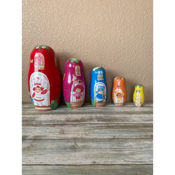 Carlton Cards Other - Vintage Strawberry Shortcake Wooden Nesting Dolls Set of 6 - 1980s Collect5ble